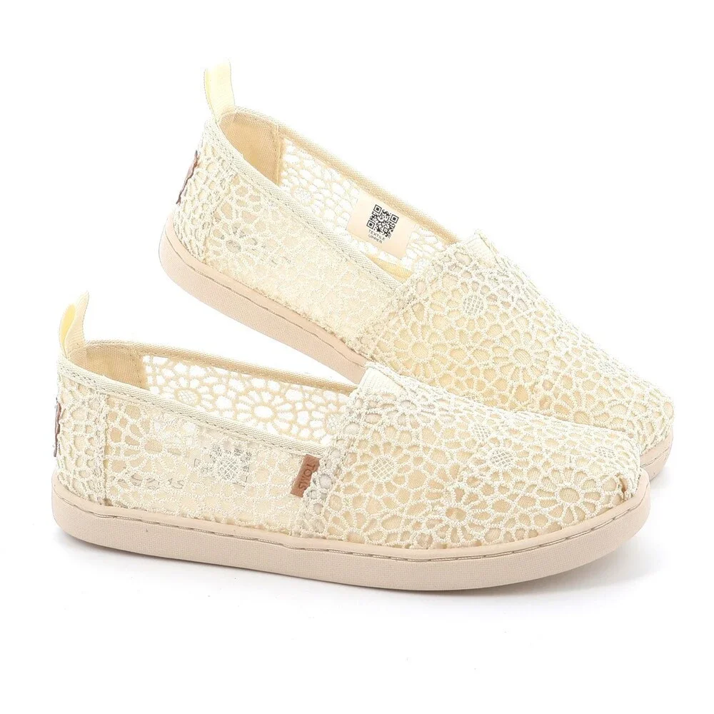Toms Alpargata 10020616 Girls 5Y M Ivory Floral Slip On Espadrille Shoes NCZ323